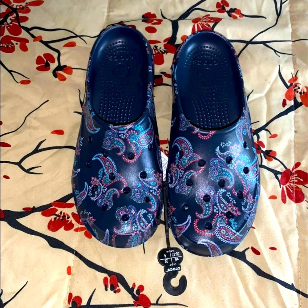 Navy Floral Printed Crocs